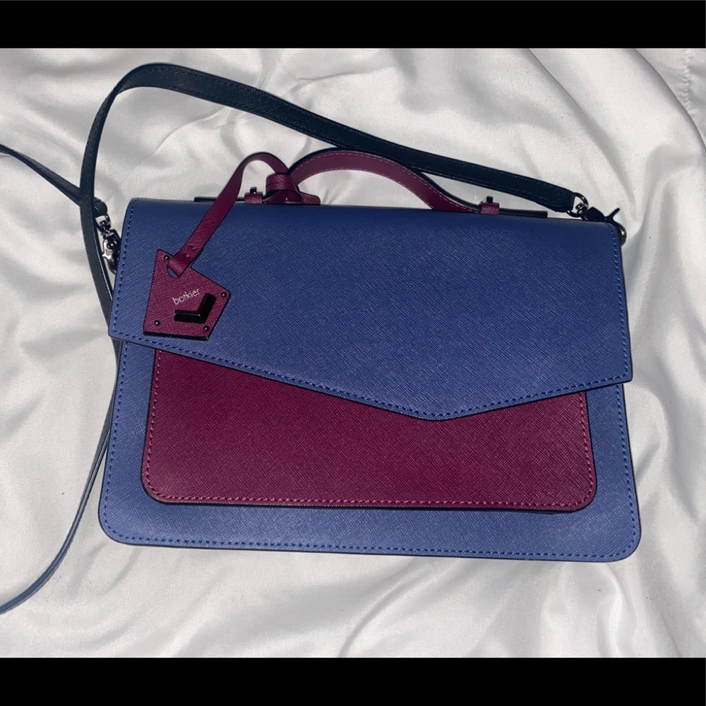 Botkier New YorkCobble Hill Colorblock Leather Satchel navy & burgundy